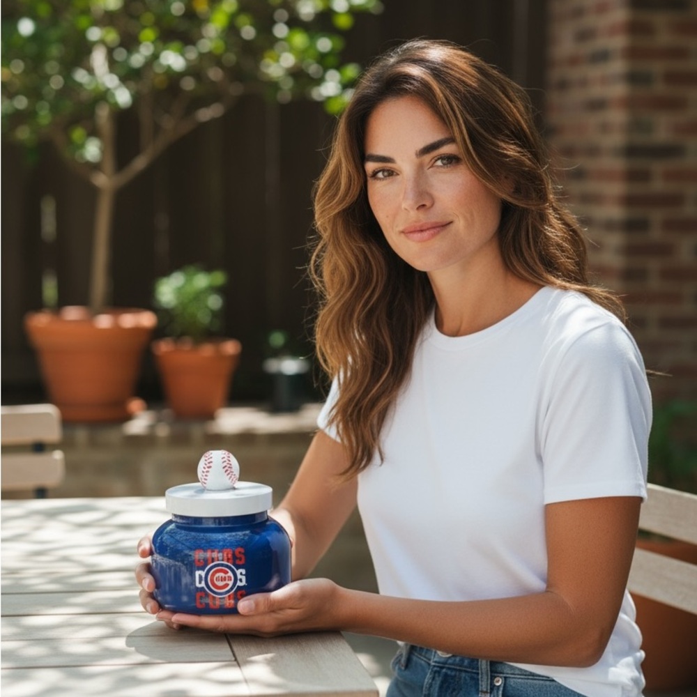 Rare Chicago Cubs Candle – 16oz Pumpkin Spice, Wood Wick Baseball Lid – Playoff - Picture 2 of 4